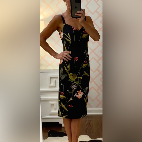 NWOT, Ted Baker London, black/floral cocktail dress, size 2 - Picture 3 of 7